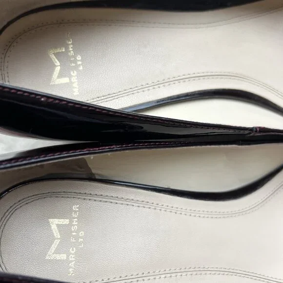 Marc Fisher Zala Dark Brown Patent Leather Block Heel Pumps - Picture 10 of 14